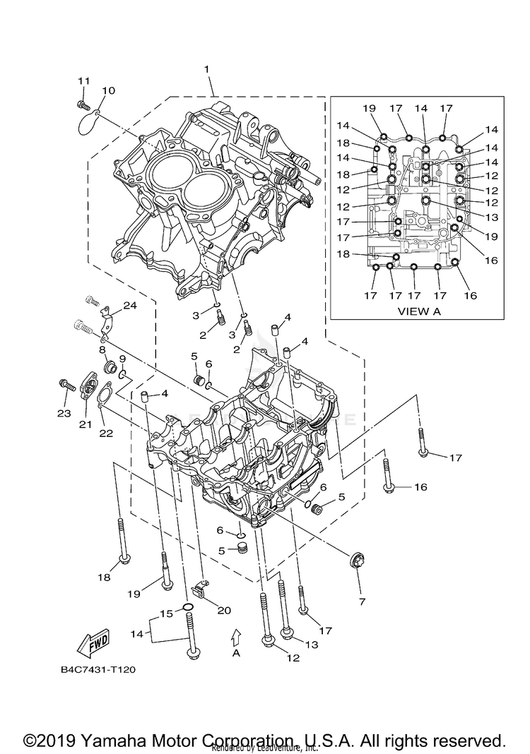 Crankcase MT07 - MT07KCB - 2019 Schematic