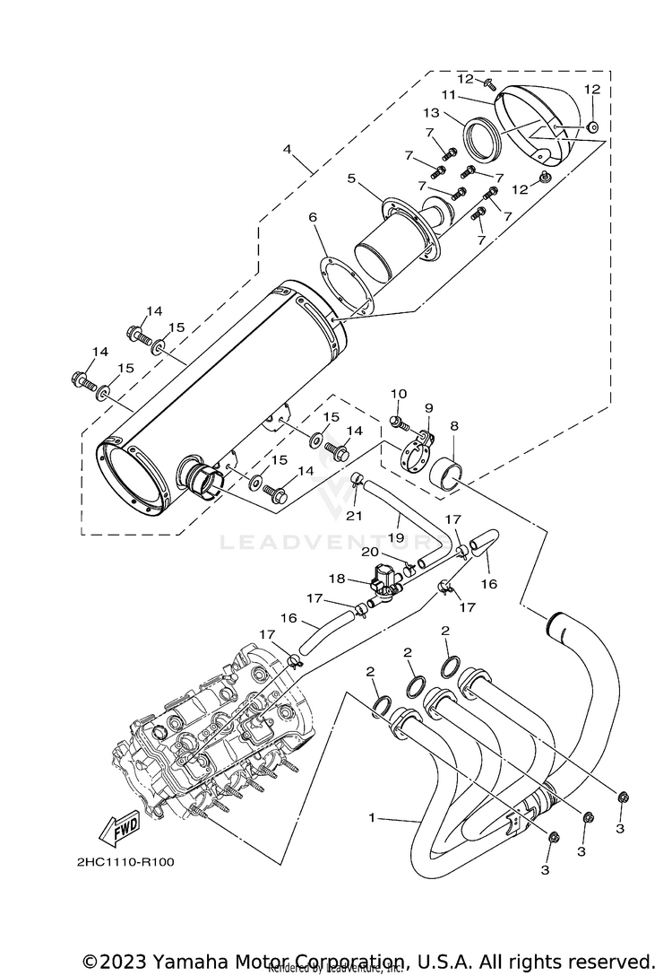 Exhaust YXZ1000R EPS SS SE - YXZ10YESJL - 2018 Schematic