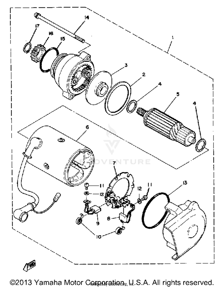Starting Motor XS1100LG - 1980 Schematic