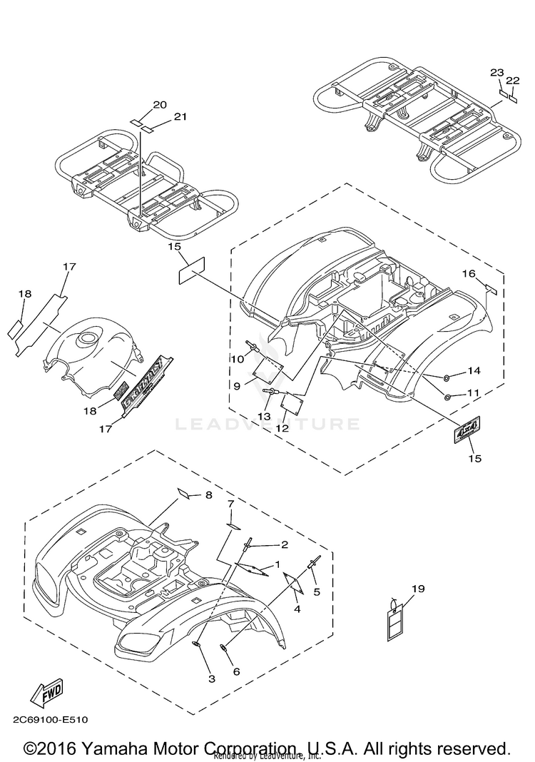 Emblem Label 1 GRIZZLY 660 HUNTER_HARDWOODS - YFM66FABGG - 2006 Schematic