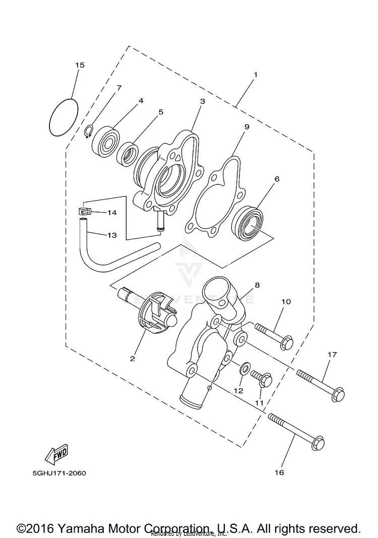 Water Pump GRIZZLY 400 4WD - YFM4FGX - 2008 Schematic
