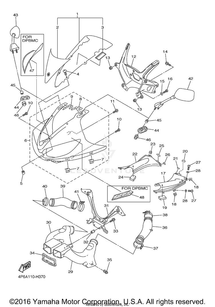 Cowling 1 YZFR6S - YZFR6SYCB - 2009 Schematic
