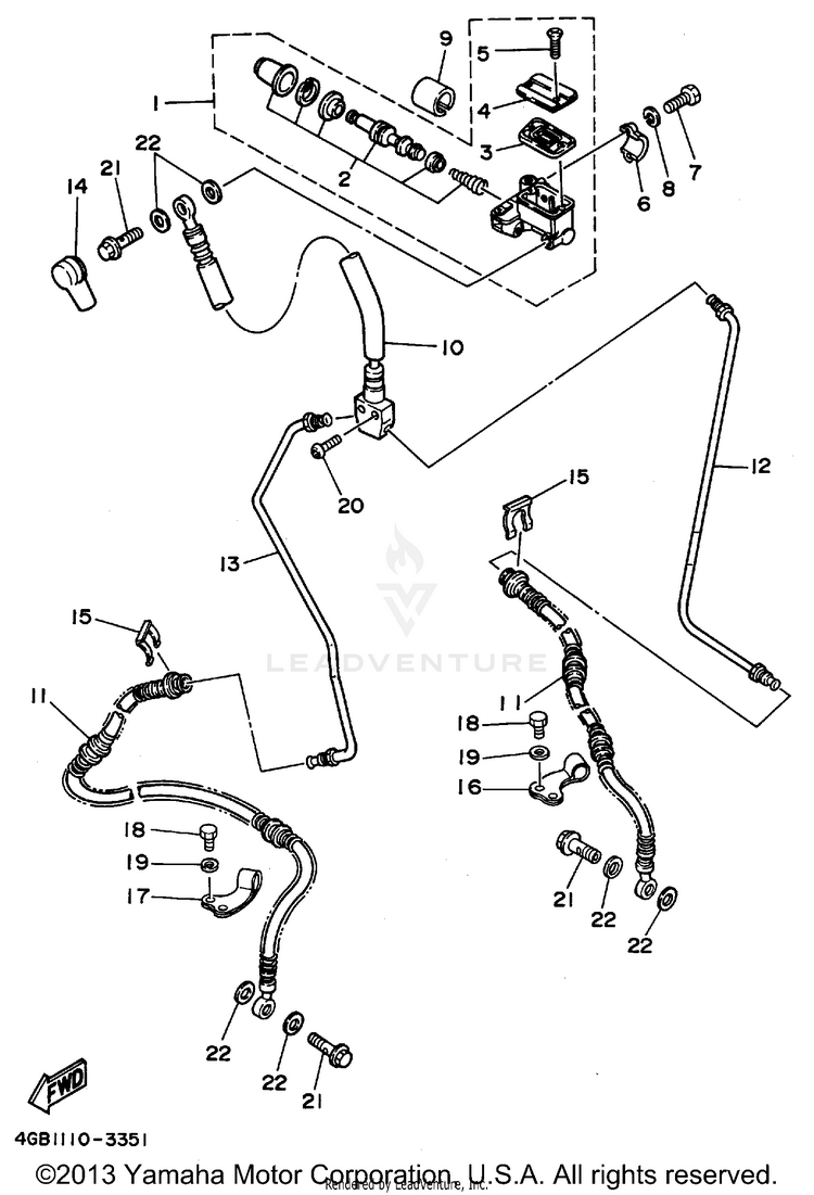 Front Master Cylinder KODIAK 4WD - YFM400FWF - 1994 Schematic