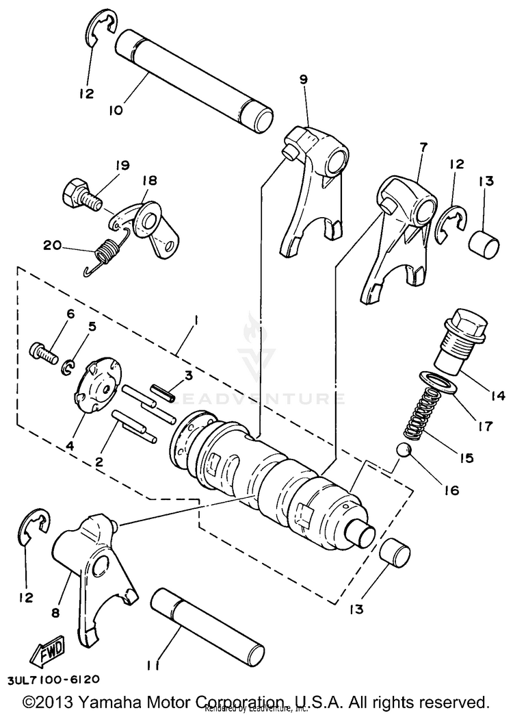 Shift Cam - Shift Fork Schematic