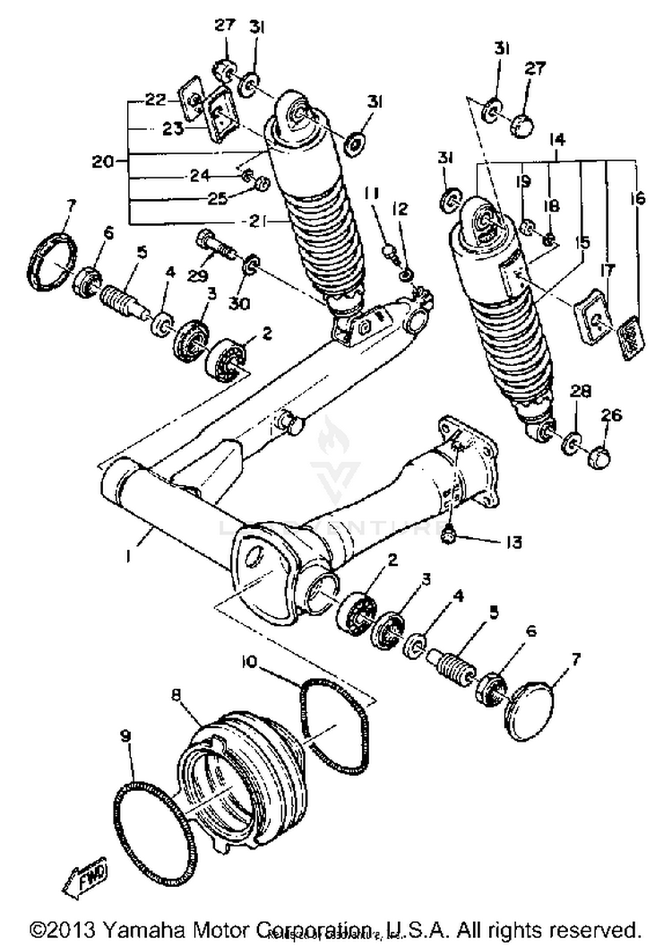 Rear Arm Suspension XS1100SH - 1981 Schematic