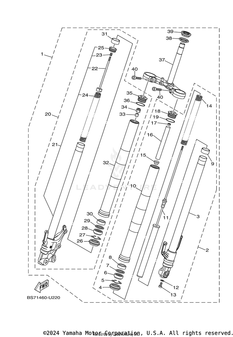 Front Fork YZFR3 - YZFR3LL - 2020 Schematic