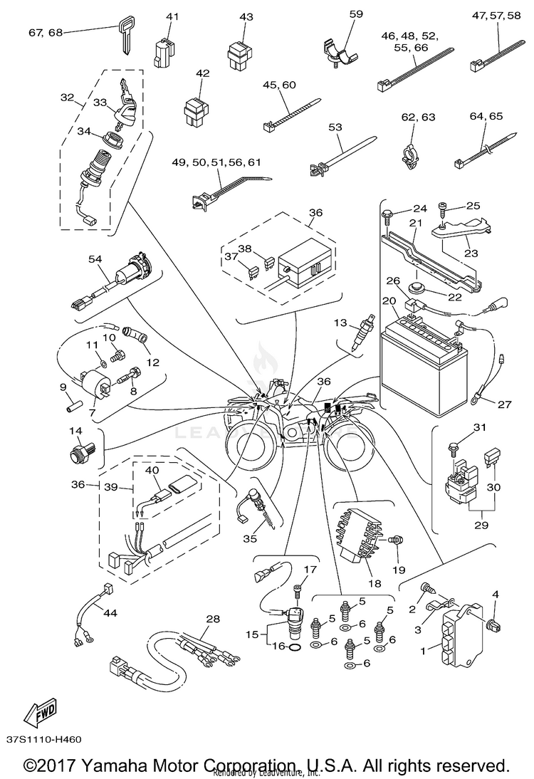 Electrical 1 GRIZZLY 450 4WD - YFM45FGYB - 2009 Schematic