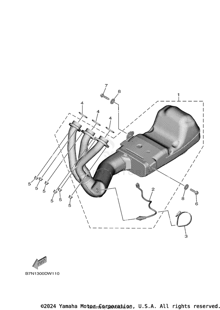 Exhaust TRACER 9 GT - MTT9GTNCR - 2022 Schematic