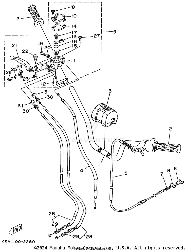 Steering Handle - Cable Schematic