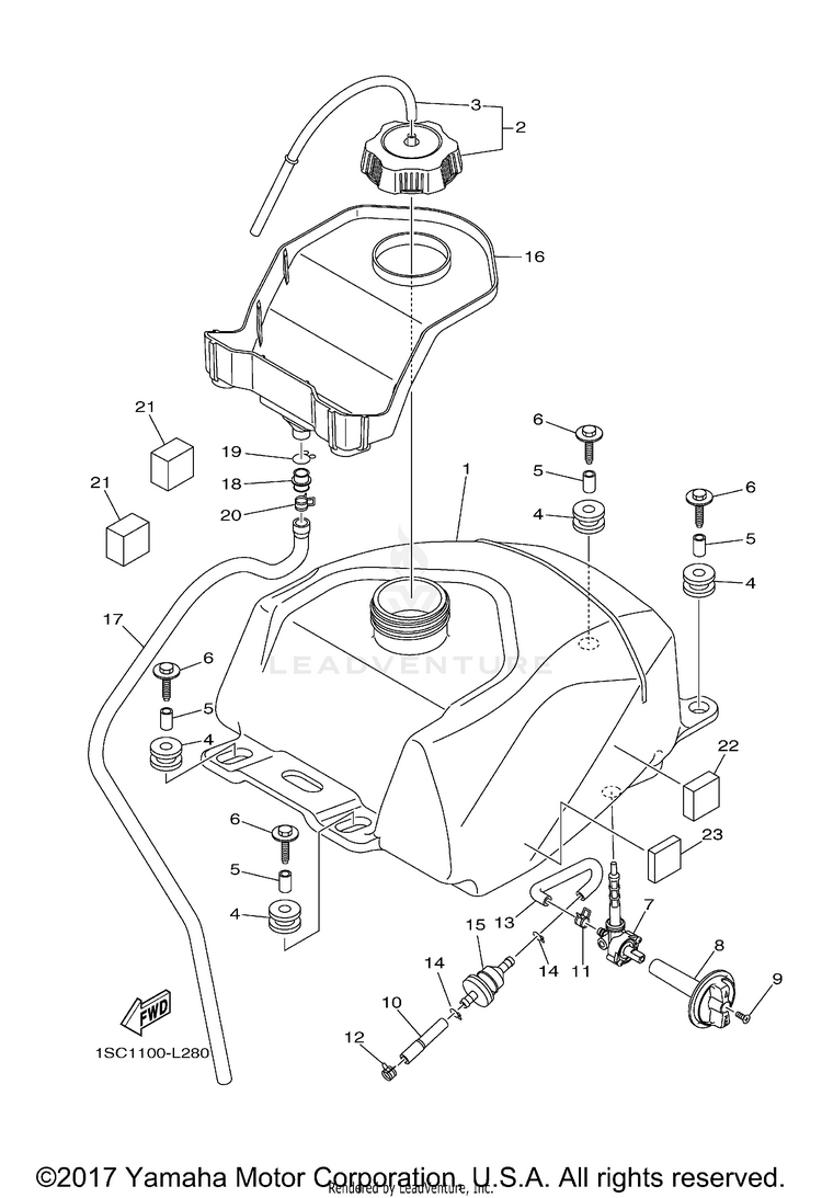 Fuel Tank GRIZZLY 300 - YFM30GBGR - 2012 Schematic