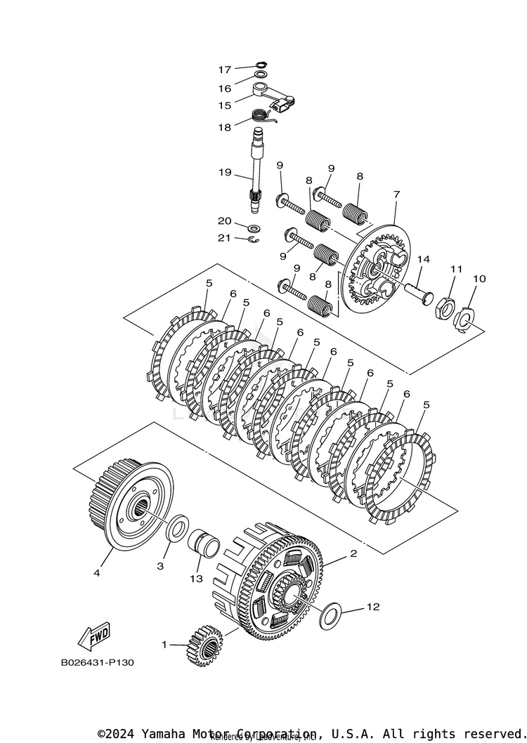 Clutch YZFR3 ABS - YZFR3AMB - 2021 Schematic