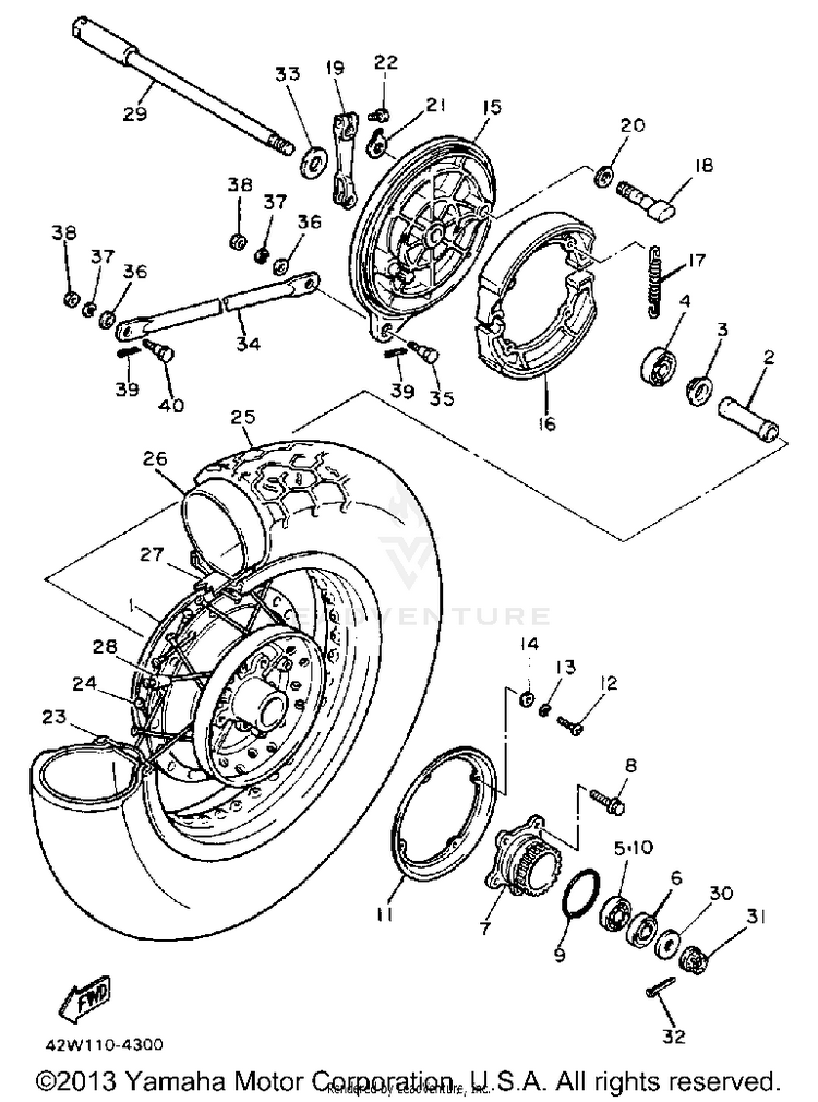 Rear Wheel VIRAGO 700 - XV700SSC - 1986 Schematic