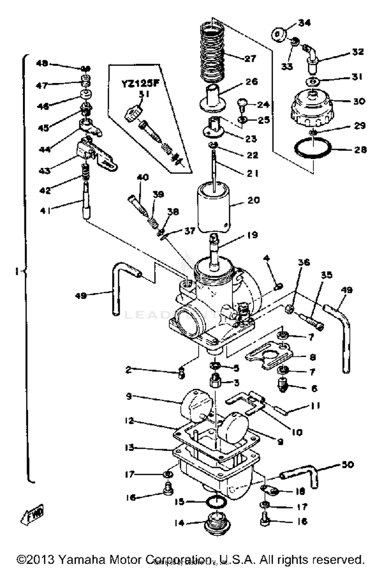 Carburetor Yz125e - F Schematic