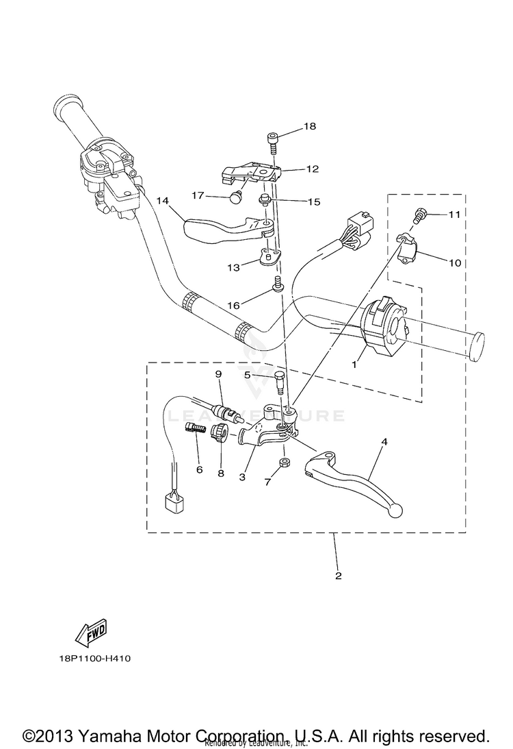 Handle Switch Lever YFZ450R (BLUISH WHITE SOLID 1) - YFZ450RYW - 2009 Schematic