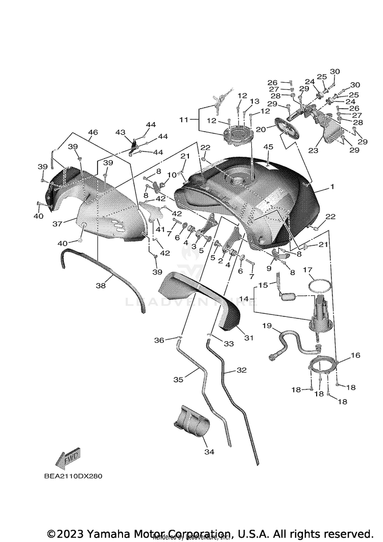 Fuel Tank 1 (For U49) XSR900 - XSR900NCB - 2022 Schematic