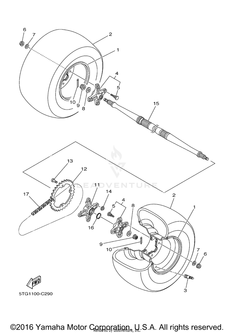 Rear Wheel YFZ450 - YFZ450S - 2004 Schematic