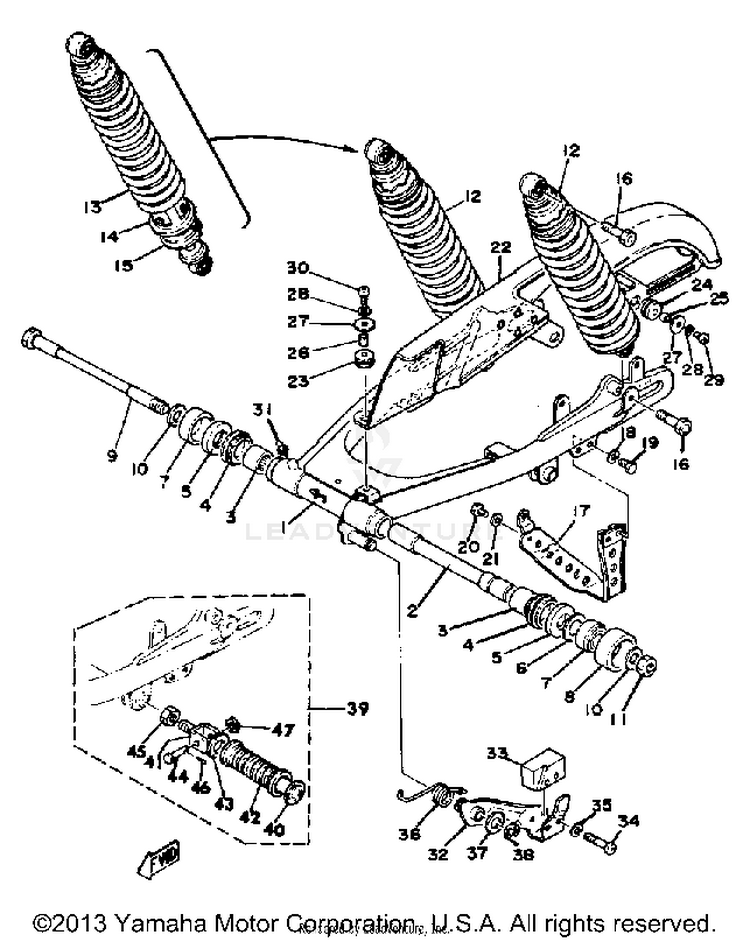 Rear Arm - Rear Cushion - Chain Case XT500E_205 - 1978 Schematic