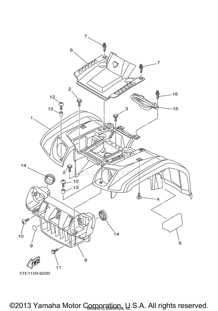 Front Fender KODIAK 400 4WD - YFM400FAR - 2003 Schematic