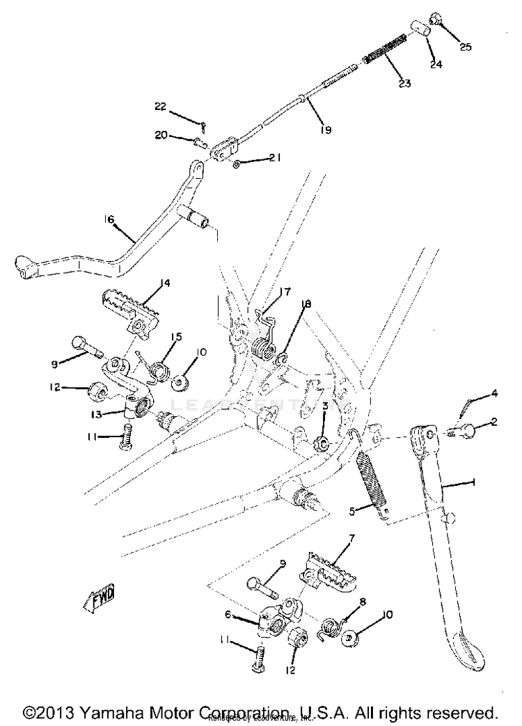 Stand - Footrest - Brake Pedal Schematic