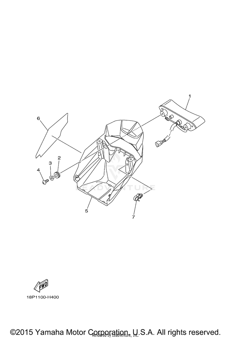 Taillight YFZ450R - YFZ45RDL - 2013 Schematic