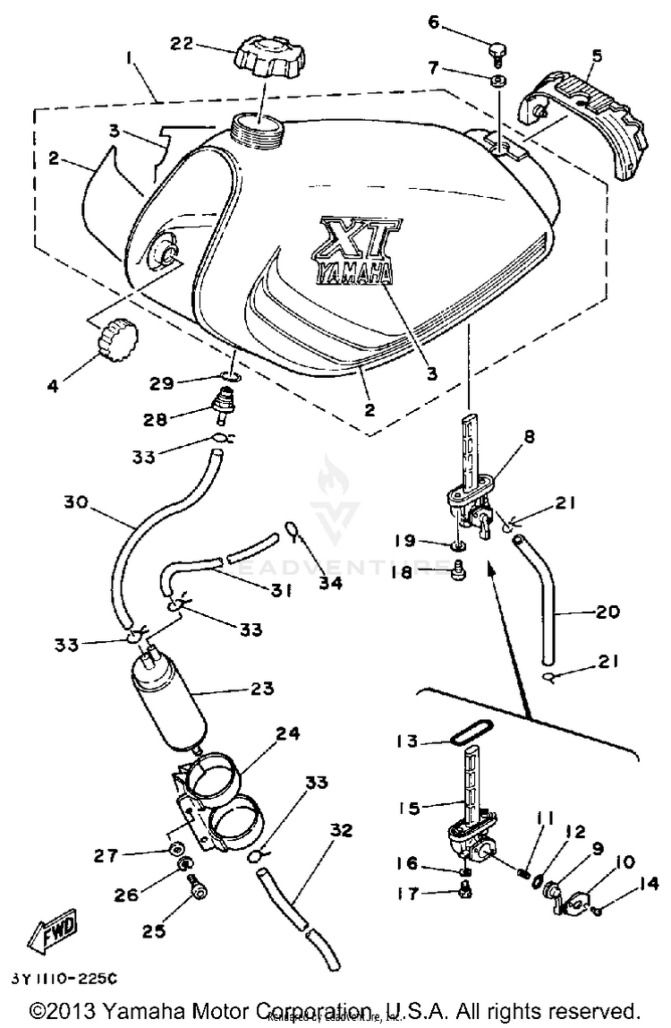 Fuel Tank Xt250kc California Only Schematic