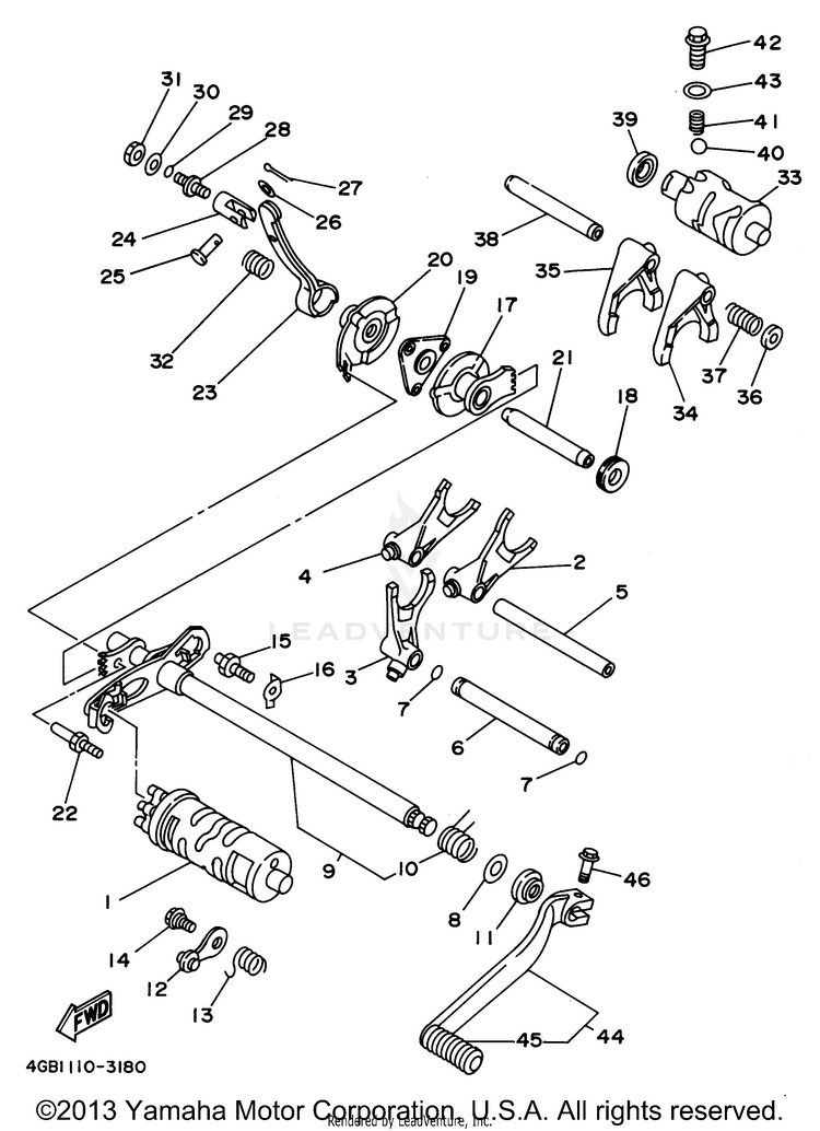 Shift Cam - Shift Fork BIG BEAR 4WD (ME & NH Only) - YFM350FWF_MNH - 1994 Schematic