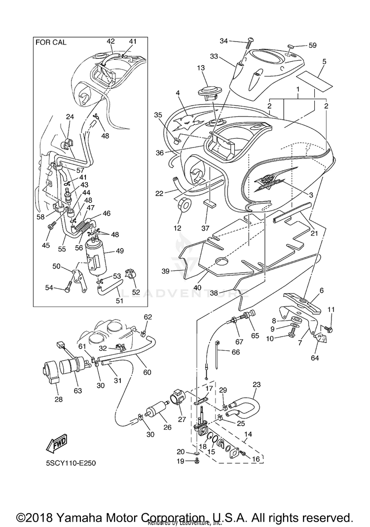 Fuel Tank V STAR 650 SILVERADO - XVS65ATXCB - 2008 Schematic