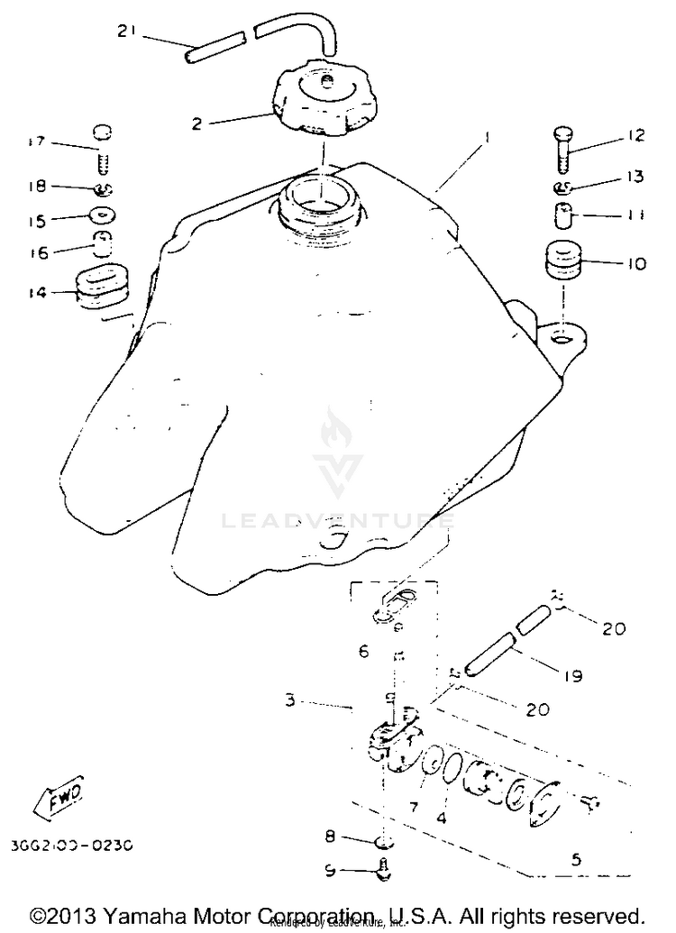 Fuel Tank BANSHEE - YFZ350E - 1993 Schematic