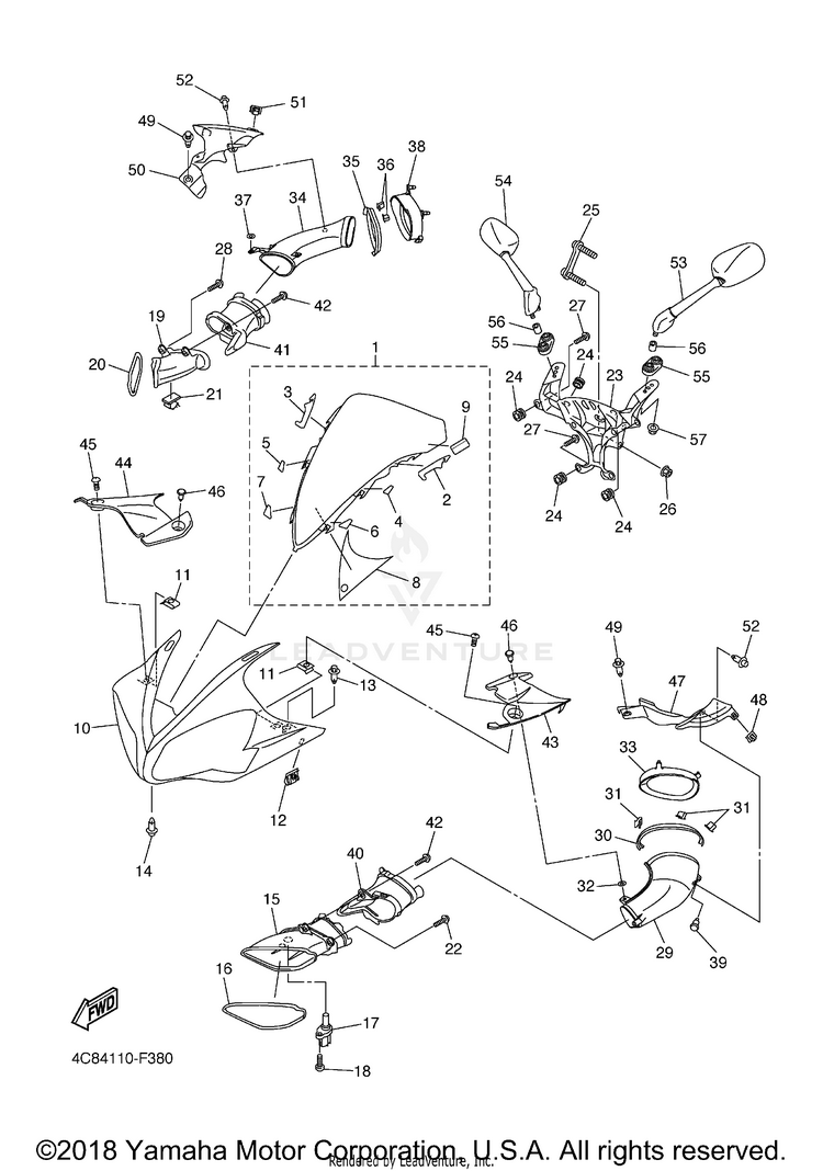 Cowling 1 R1 - YZFR1XCB - 2008 Schematic