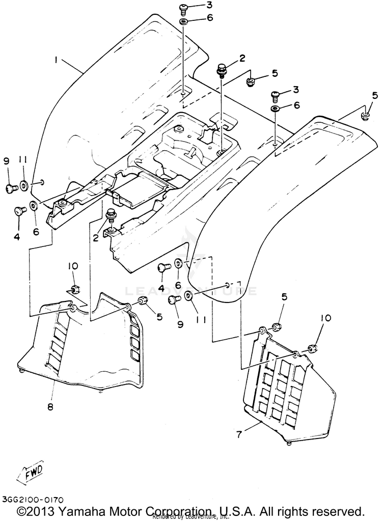 Rear Fender BANSHEE - YFZ350F - 1994 Schematic
