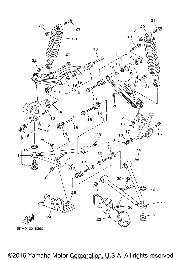 Front Suspension Wheel GRIZZLY 660 - YFM66FAT - 2005 Schematic