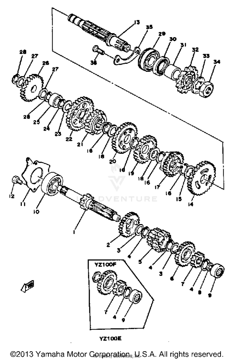 Transmission Yz100 E - F Schematic