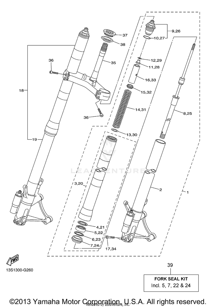 Front Fork YZFR6 - YZFR6ACR - 2011 Schematic
