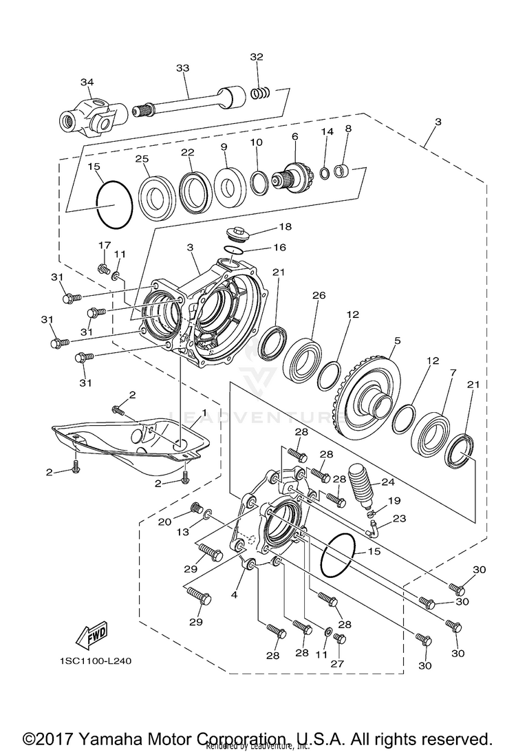 Drive Shaft GRIZZLY 300 - YFM30GBGR - 2012 Schematic