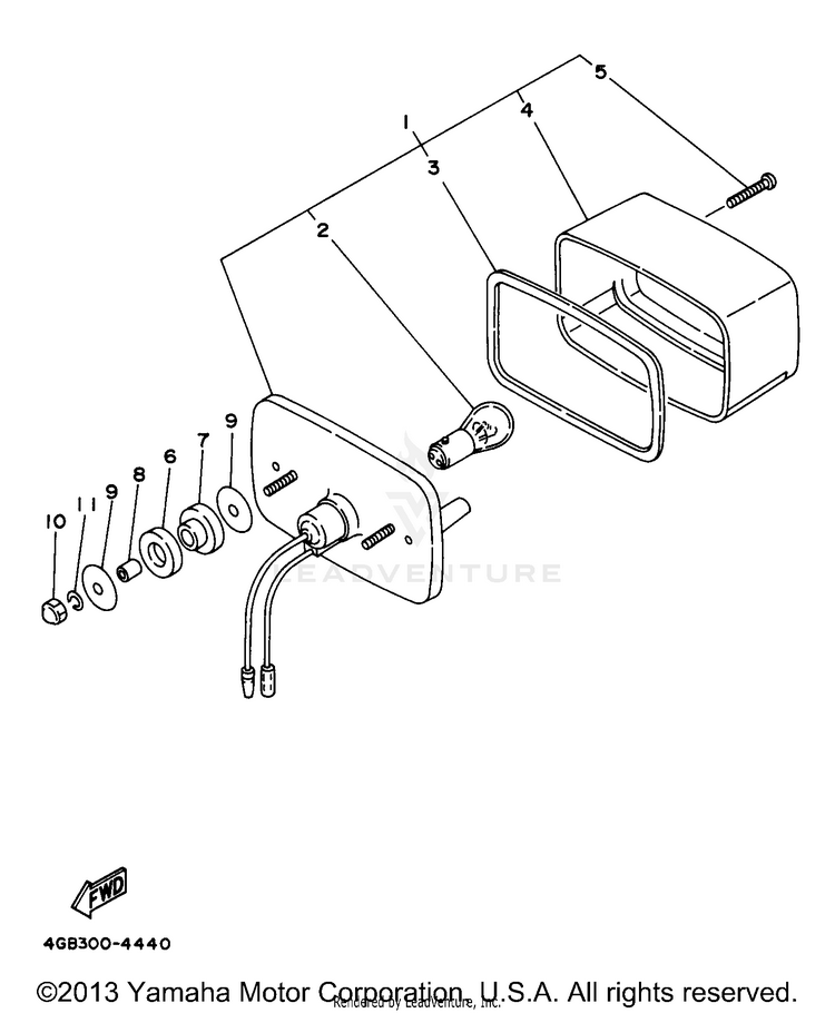 Taillight 1 KODIAK 4WD - YFM400FWJ - 1997 Schematic