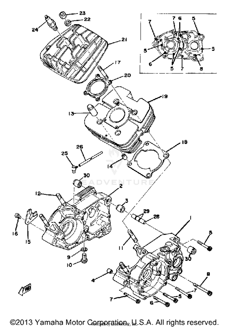 Crankcase - Cylinder Yz125d Schematic