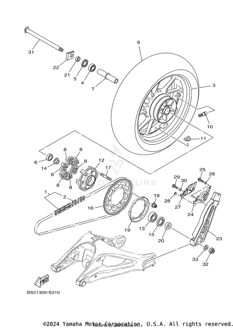 Rear Wheel MT09 CA - MT09JCB - 2018 Schematic