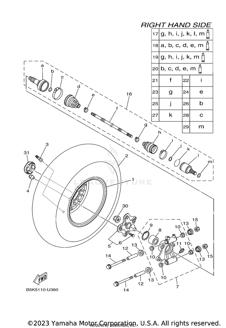 Rear Wheel 2 KODIAK 700 EPS - YFM70KPAPG - 2023 Schematic