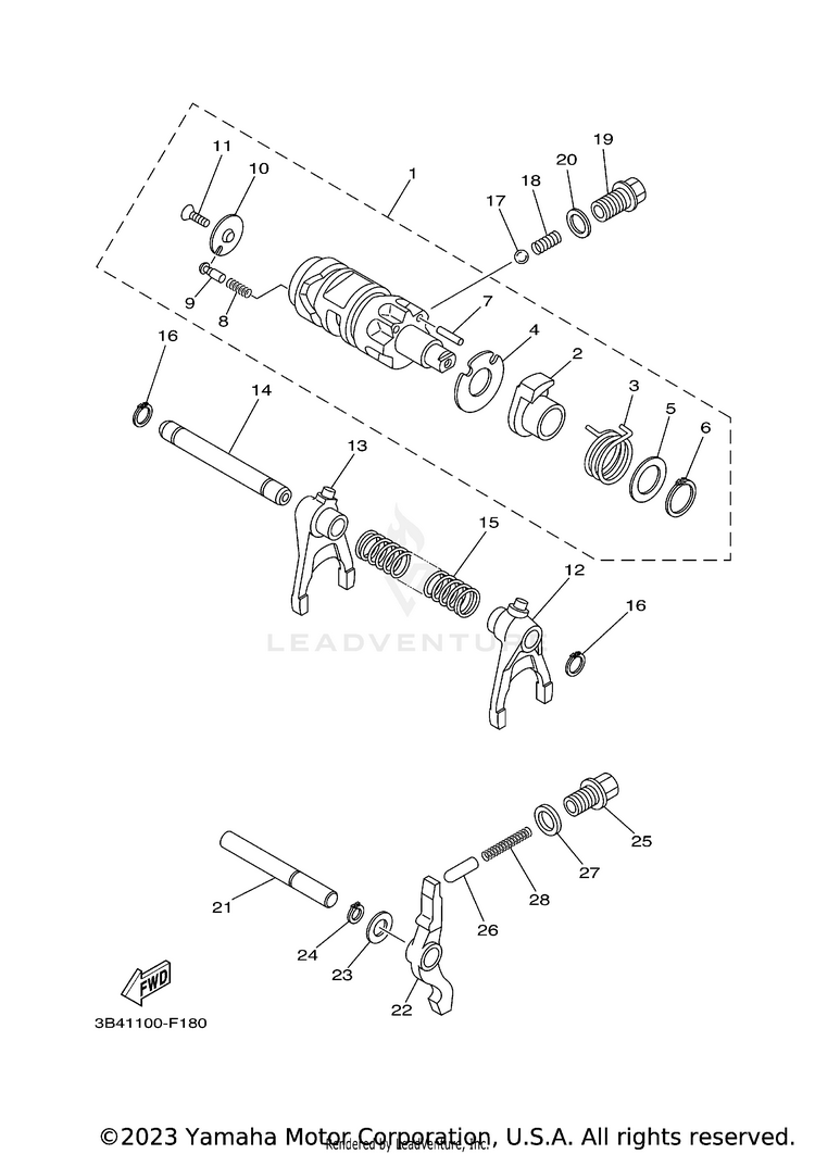 Shift Cam Fork GRIZZLY 700 - YFM7FGXGR - 2008 Schematic