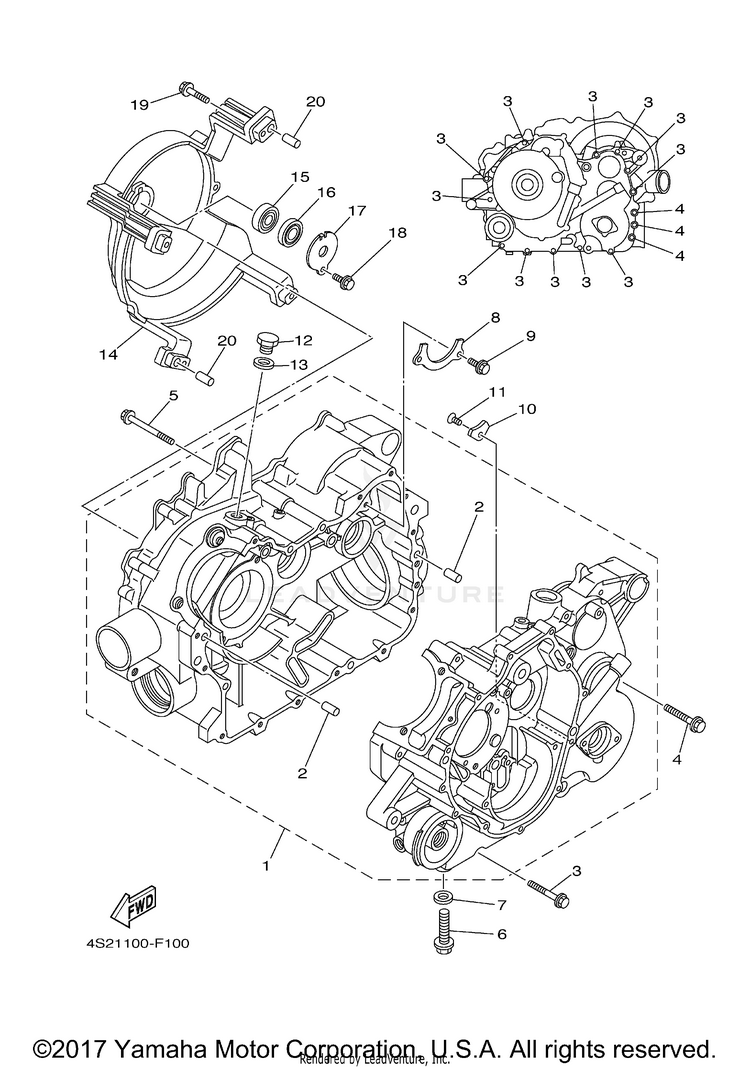 Crankcase GRIZZLY 350 IRS 4WD - YFM35FGIZG - 2010 Schematic