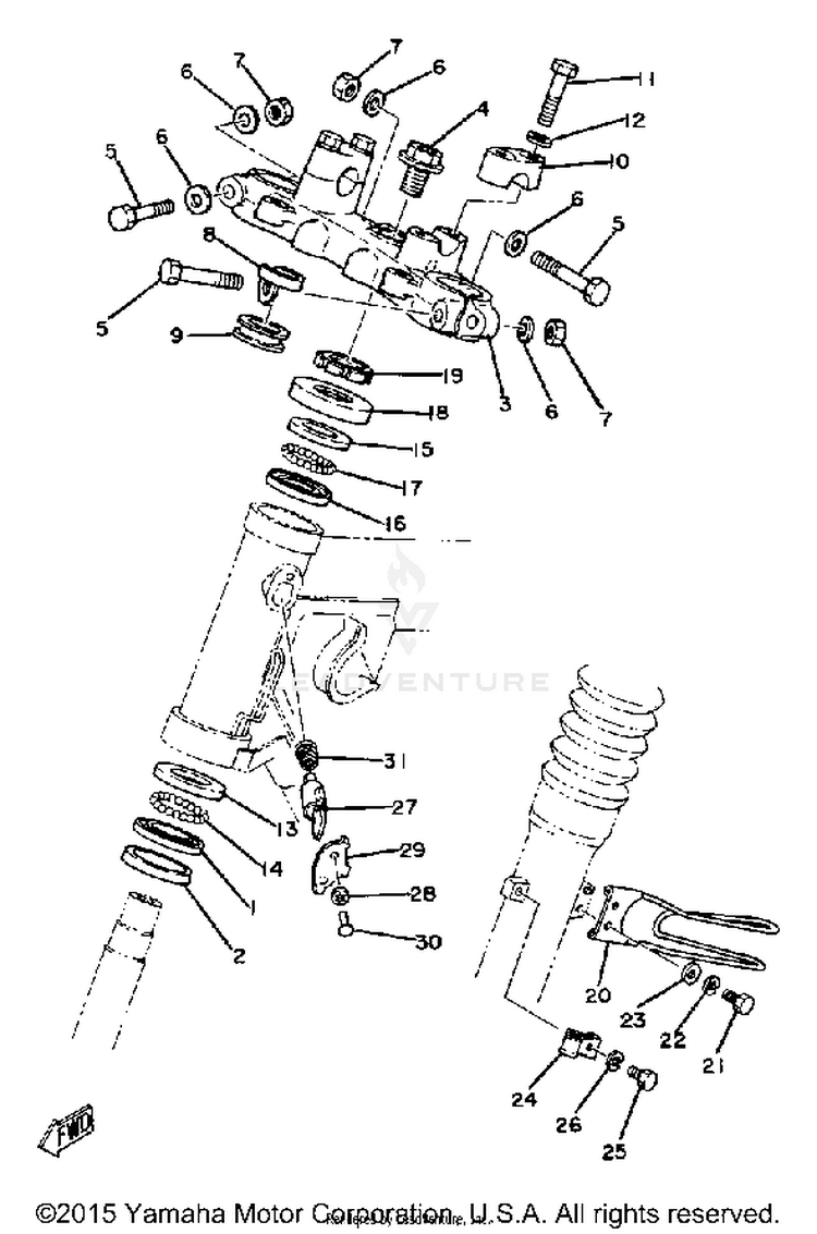 Steering XT250H - 1981 Schematic