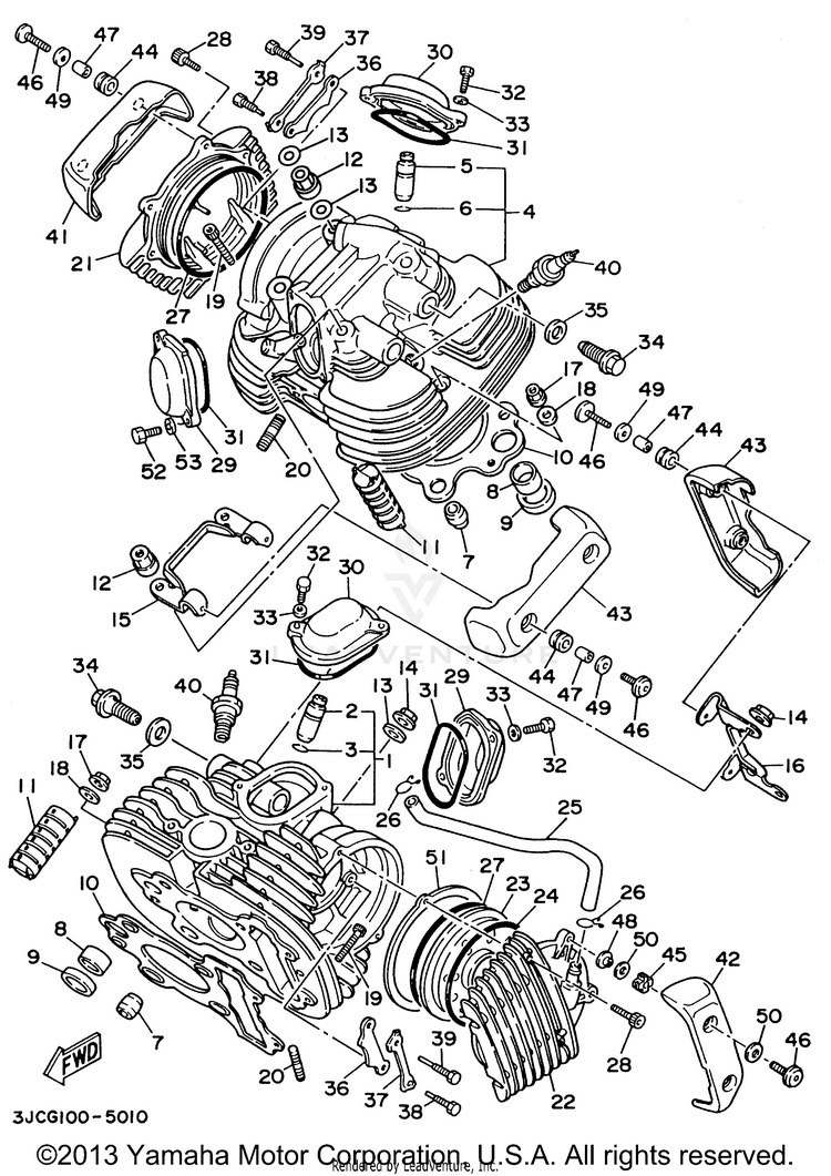 Cylinder Head VIRAGO 535 - XV535HC - 1996 Schematic