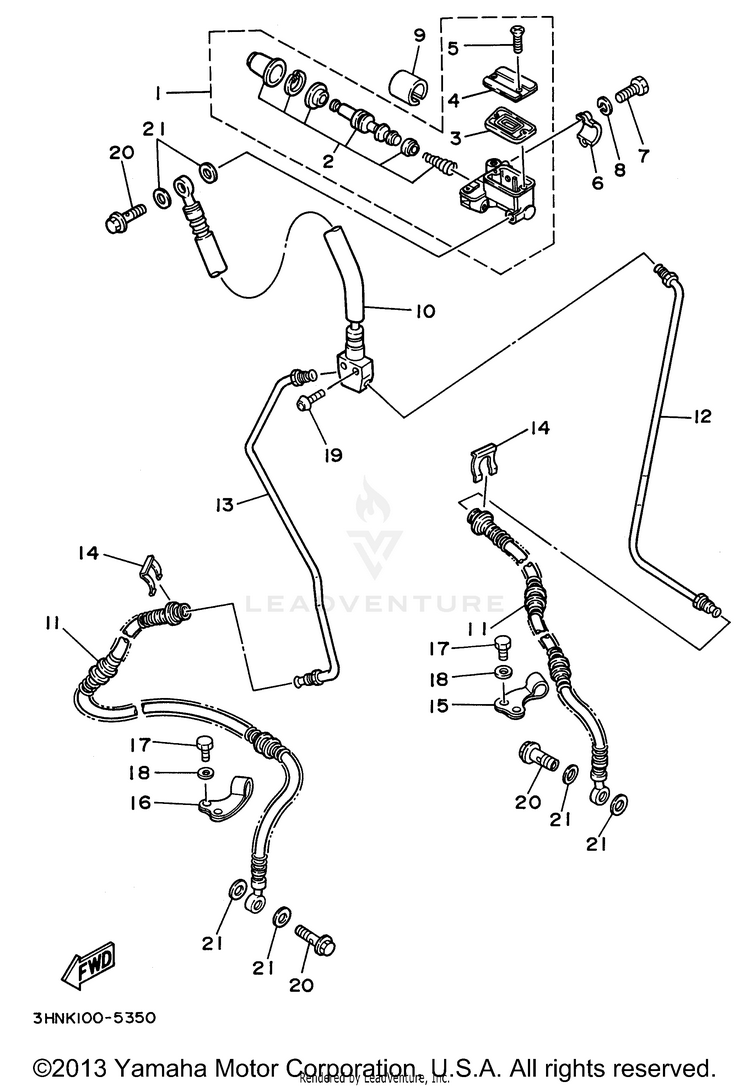 Front Master Cylinder BIG BEAR 4WD - YFM350FWH - 1996 Schematic