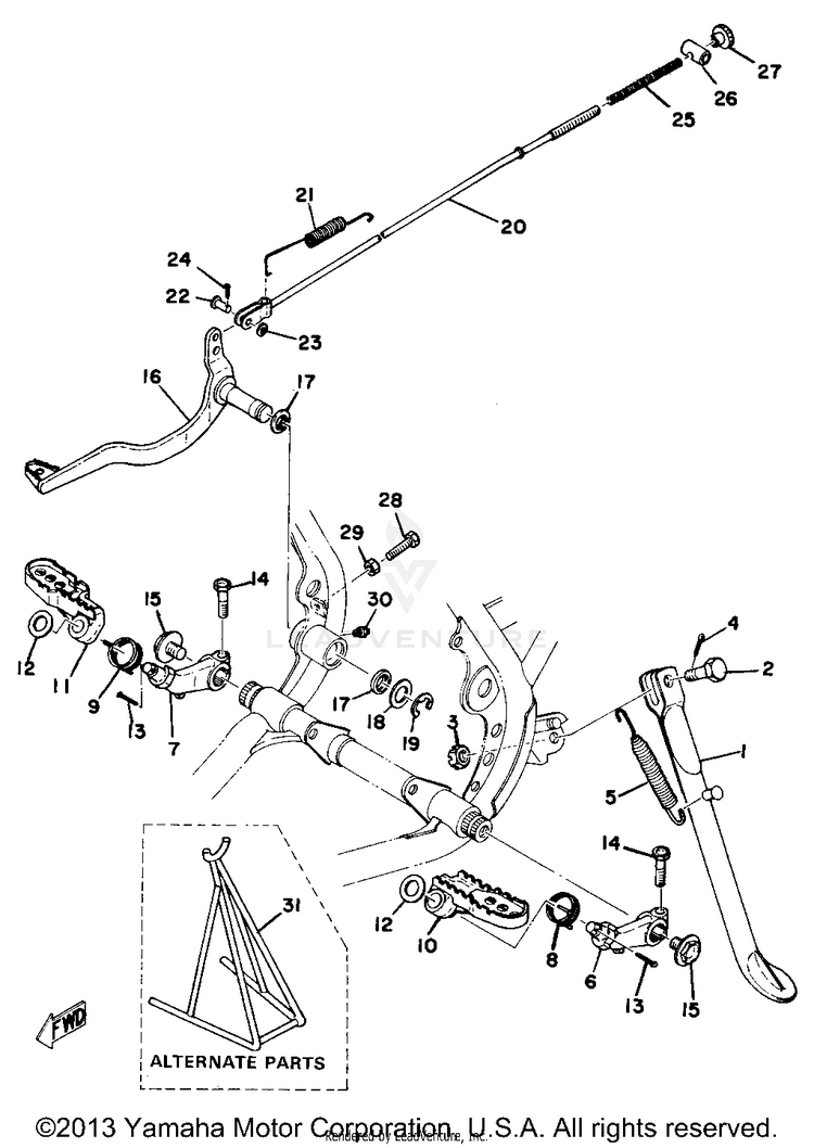 Stand - Footrest - Brake Pedal Schematic