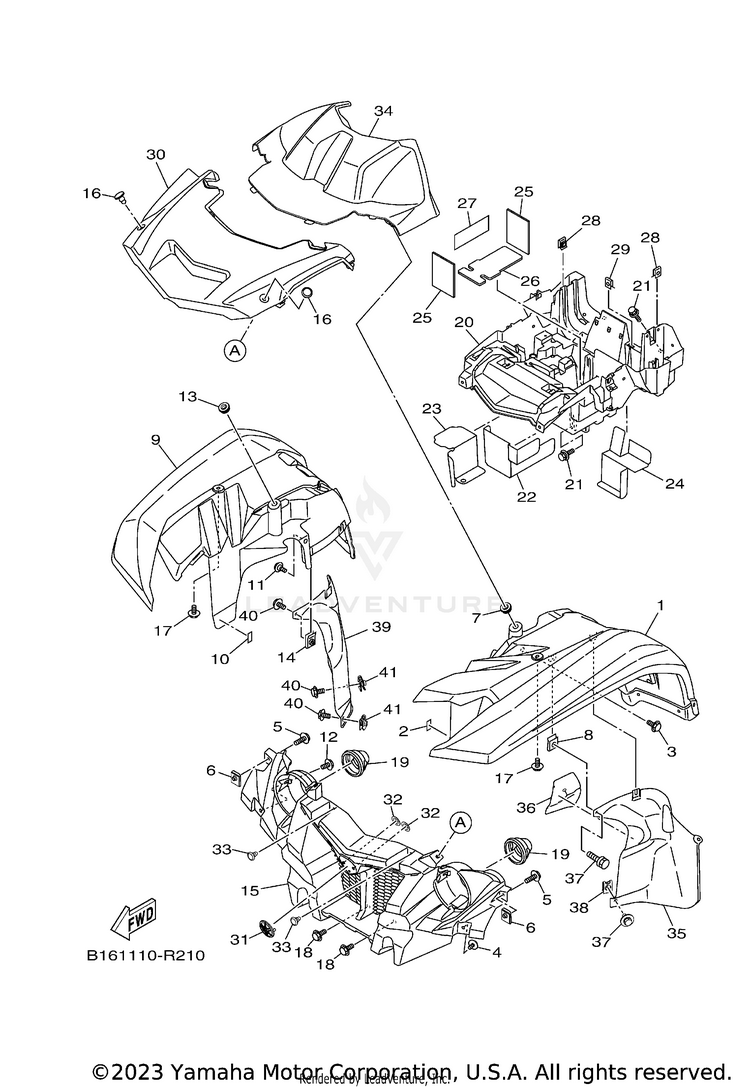 Front Fender KODIAK 700 EPS - YFM70KPAPG - 2023 Schematic
