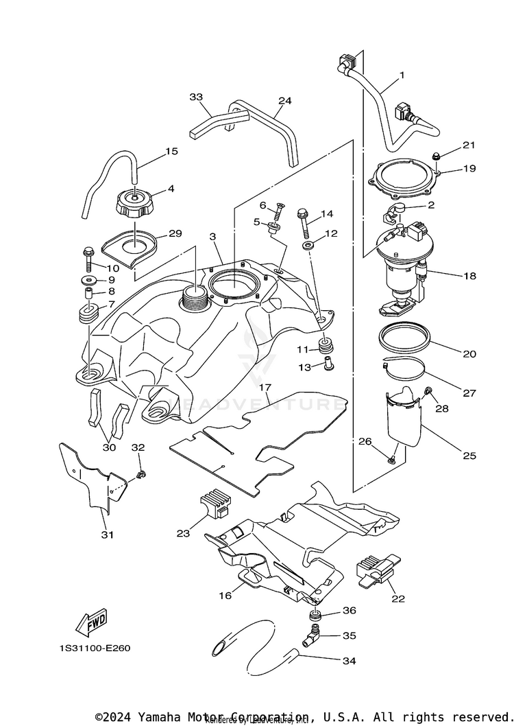 Fuel Tank RAPTOR 700 SPECIAL EDITION - YFM70RSEY - 2009 Schematic