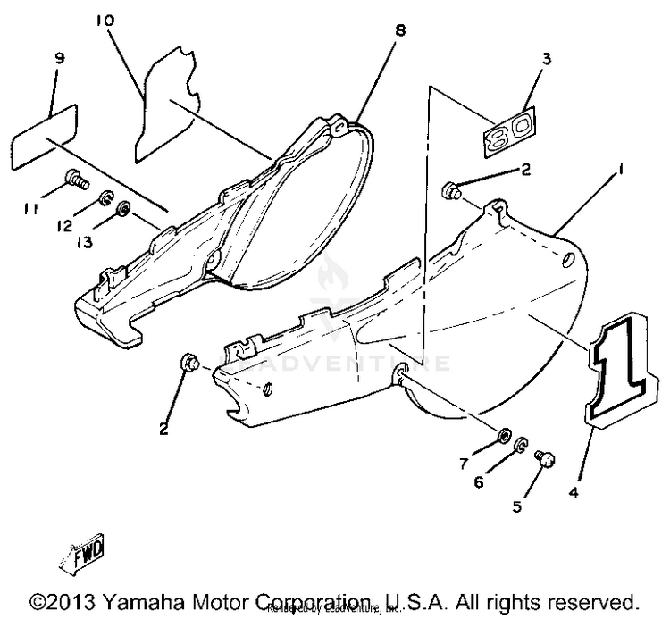 Side Cover Yz80h J Schematic
