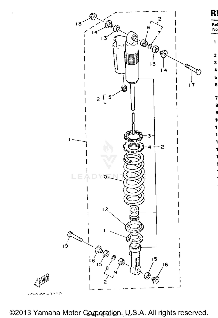 Rear Shocks YZ250E - 1993 Schematic