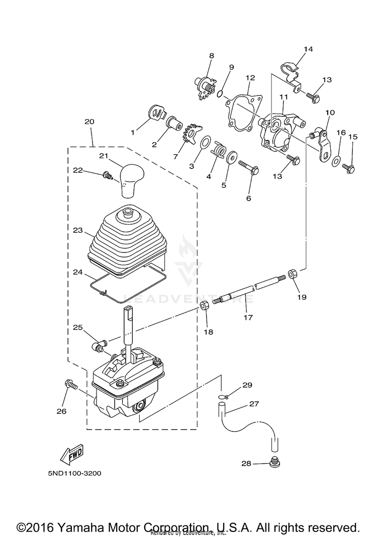Shift Shaft KODIAK 450 4WD - YFM45FAT - 2005 Schematic