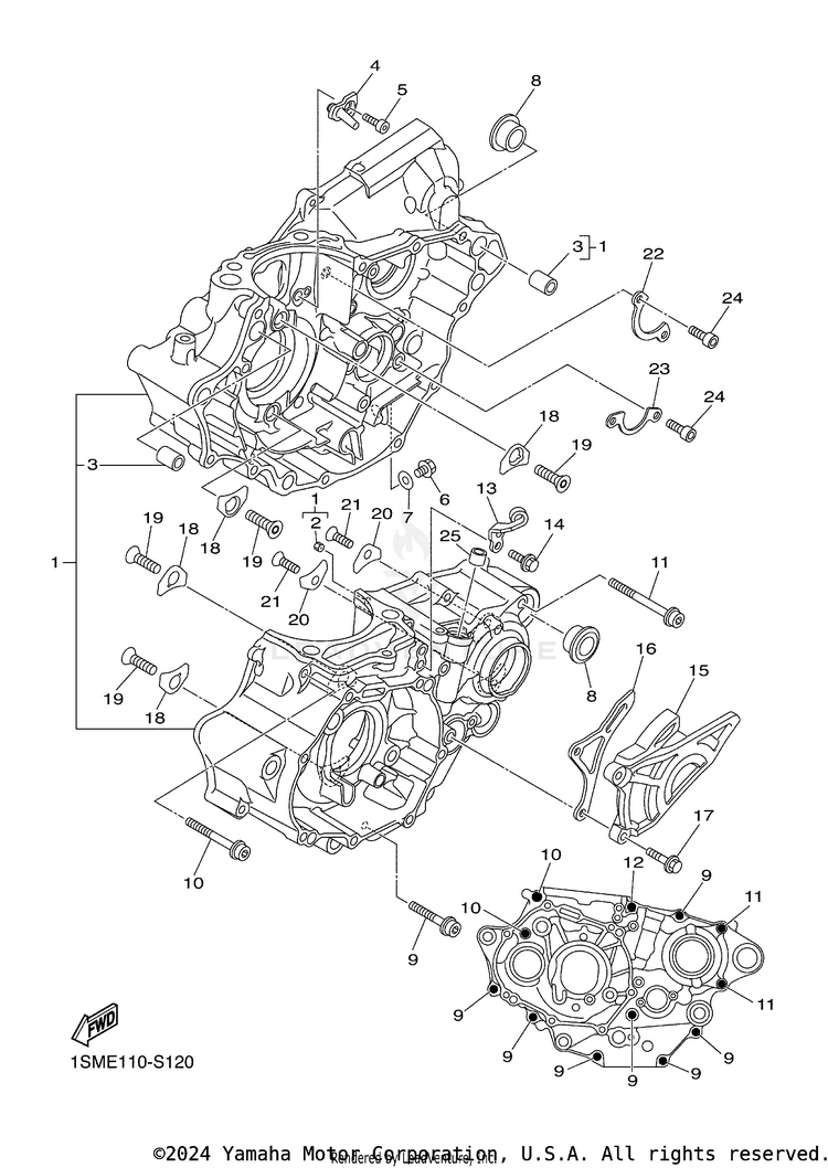 Crankcase YZ250F - YZ250FHL - 2017 Schematic